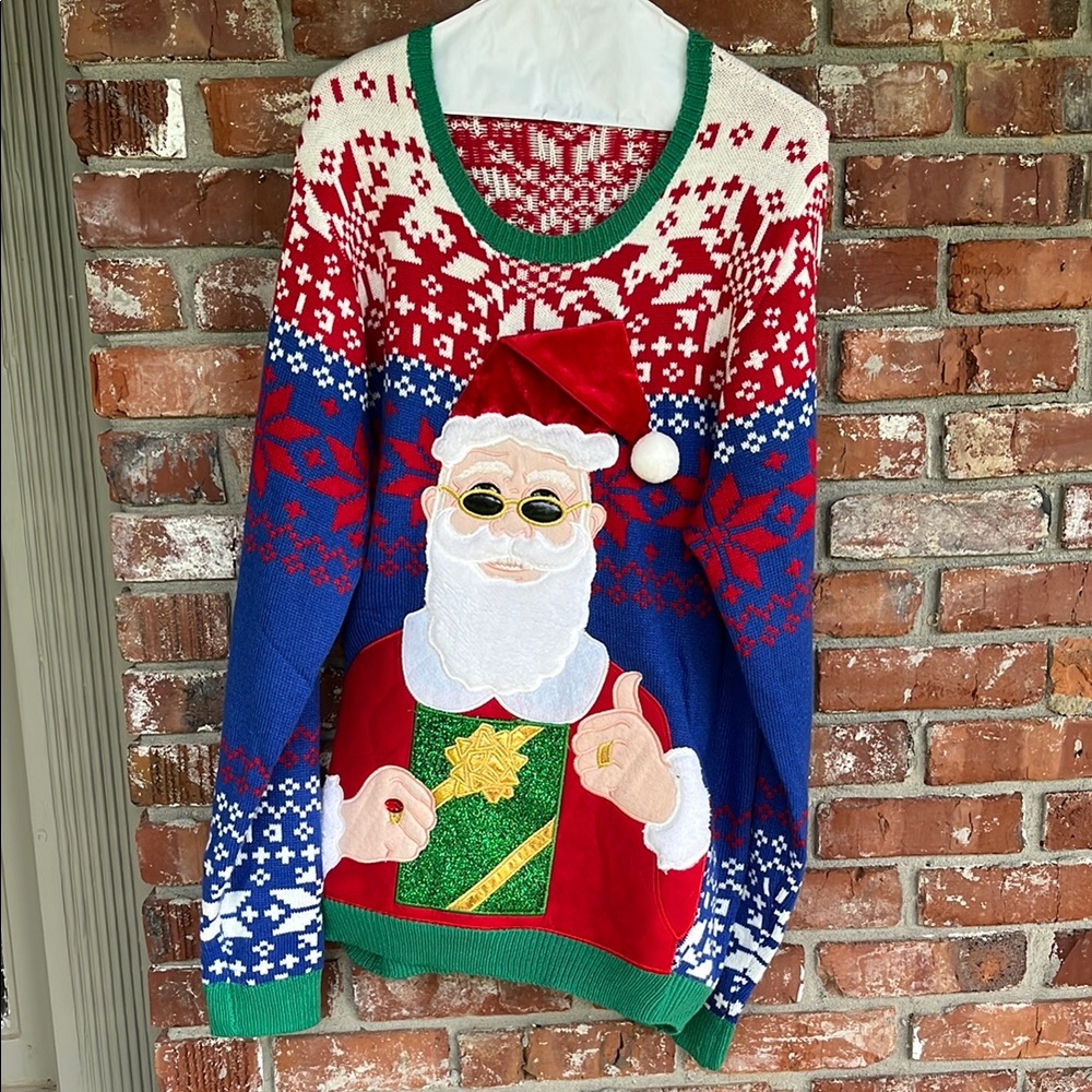 Festive Santa ugly Christmas Sweater size XL